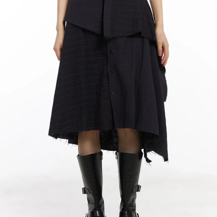 asymmetric-layered-midi-skirt-cd522 / Dark purple