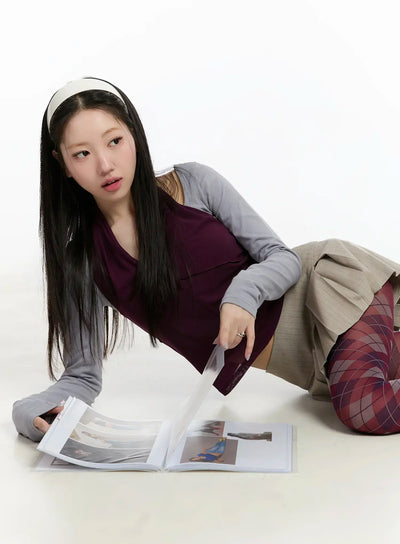 sheer-halter-neck-top-cm511 / Dark purple