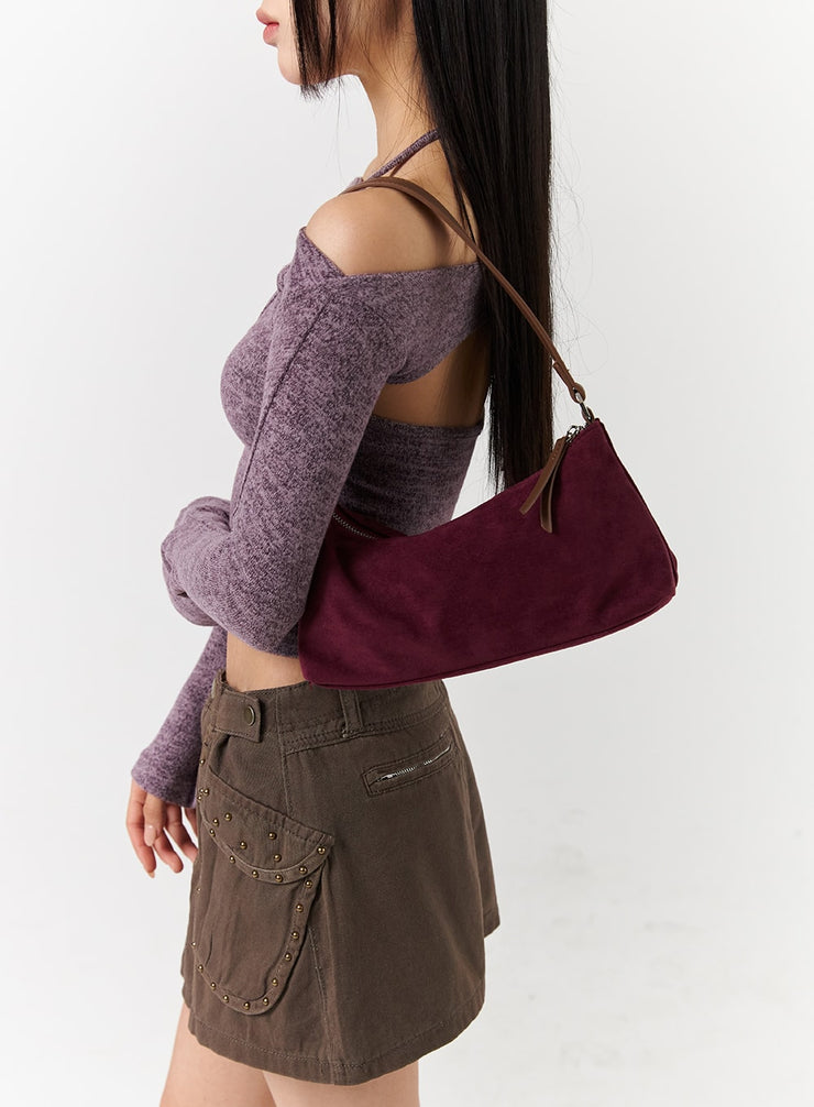 suede-shoulder-bag-cd322 / Dark red