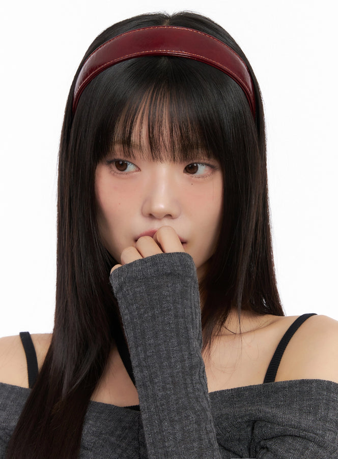 glossy-hairband-in503 / Dark red