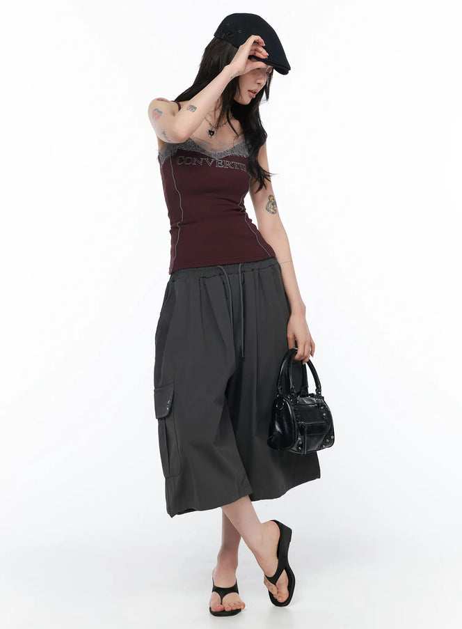 lace-detail-cami-top-ca524 / Dark red