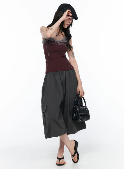 lace-detail-cami-top-ca524 / Dark red