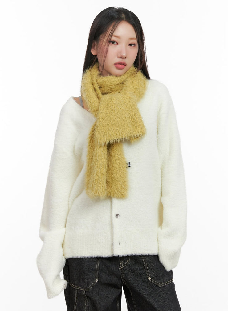 cozy-fur-scarf-cd411 / Dark yellow