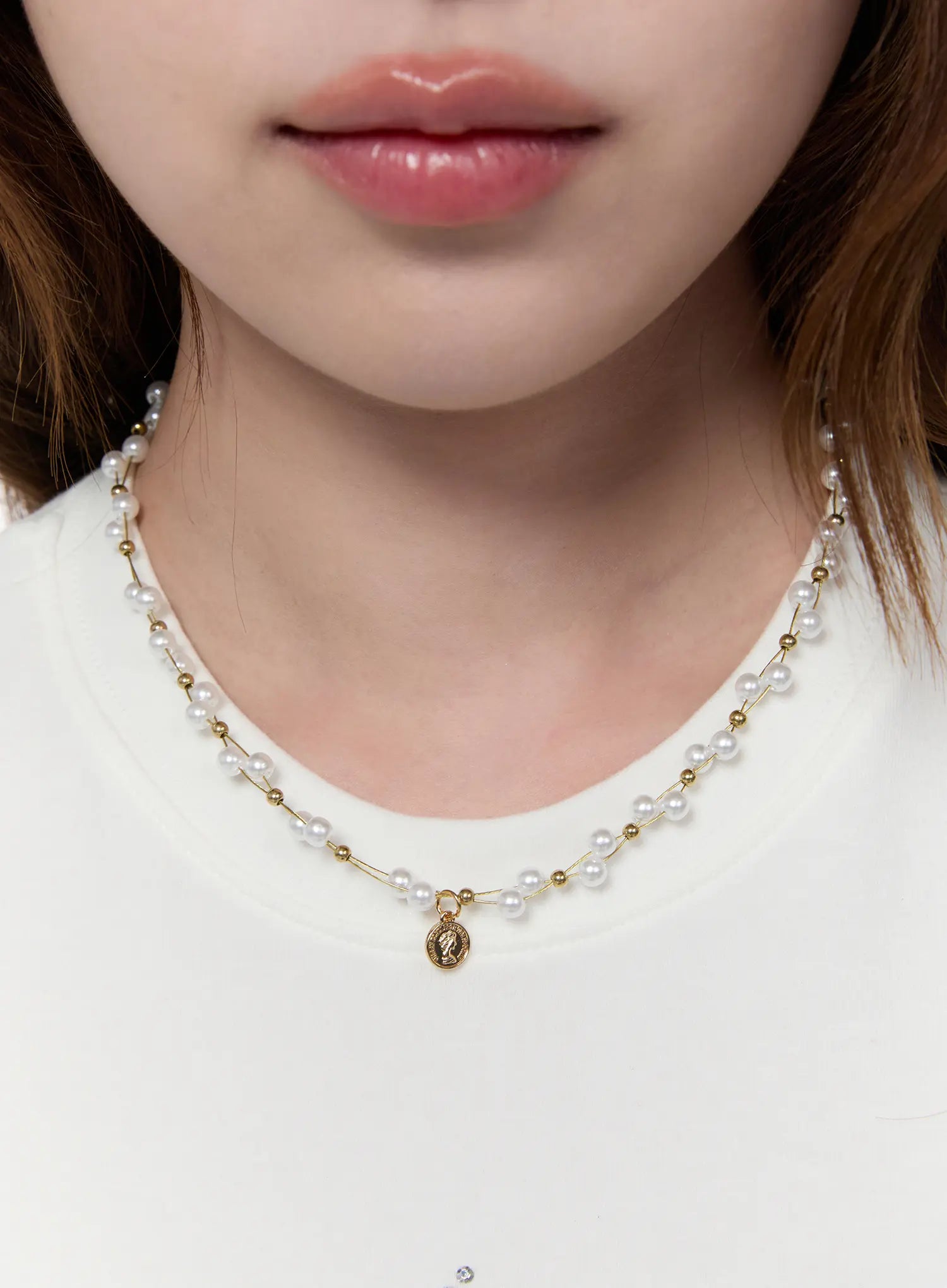 faux-pearl-pendant-necklace-ca527 / Gold