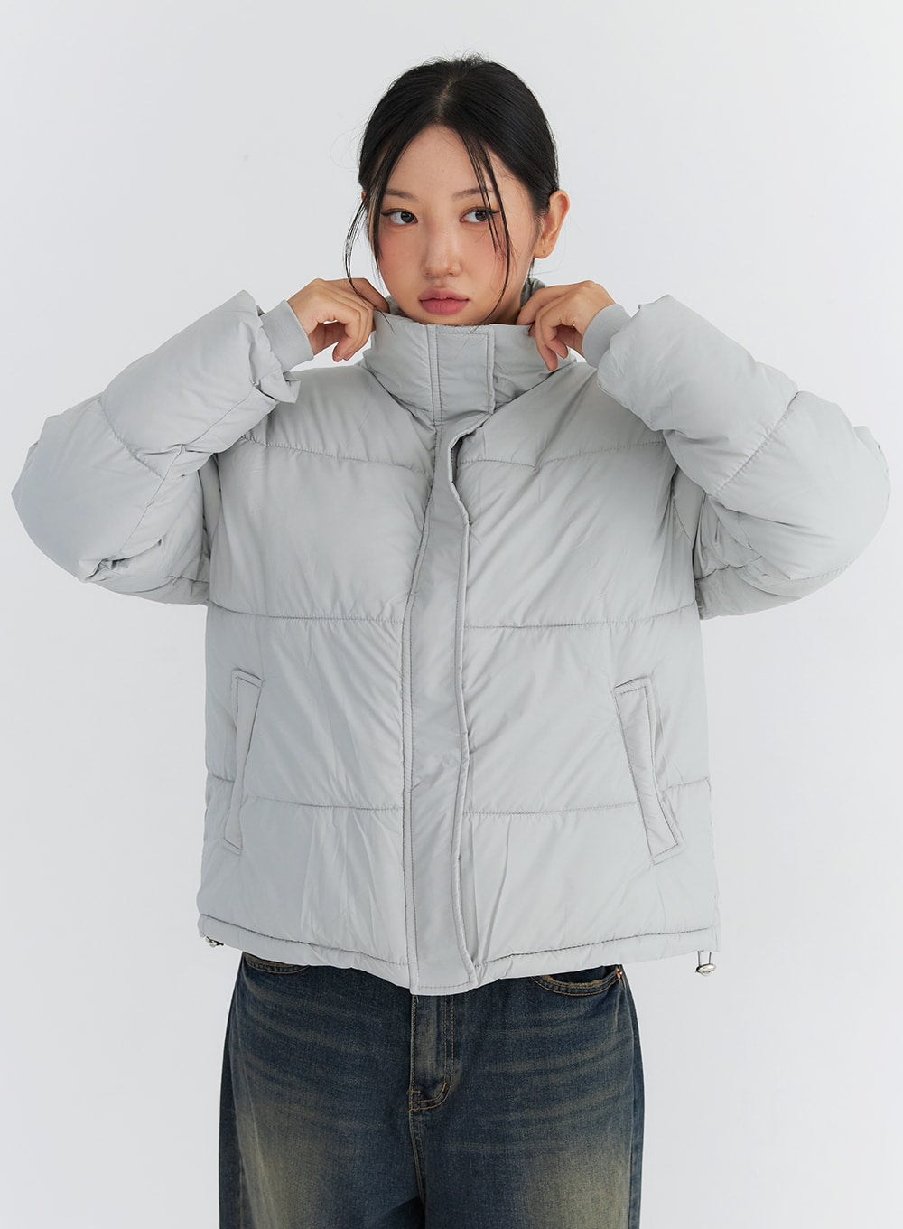 Zip-Up Stand Collar Puffer Jacket CO319