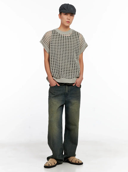 mens-mesh-knit-vest-ig508 / Gray