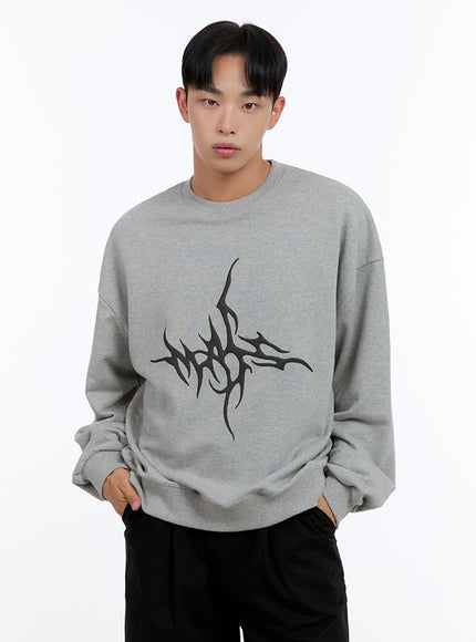 mens-oversize-graphic-sweatshirt-is412 / Gray