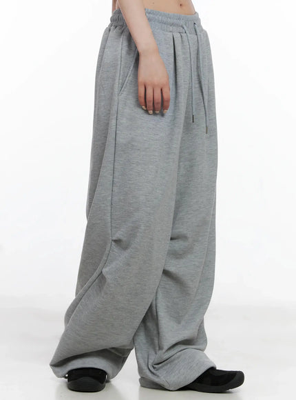 pintuck-wide-leg-sweatpants-is508 / Gray