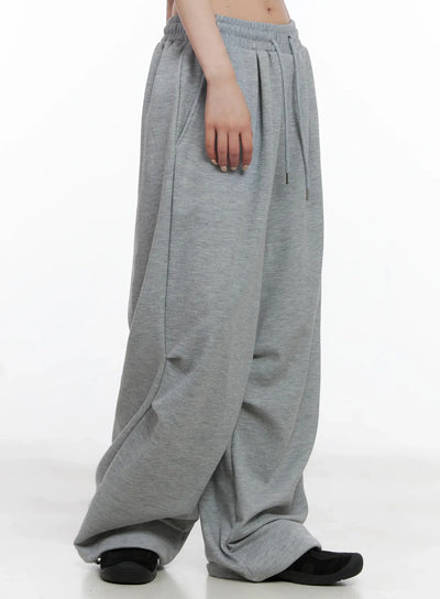 pintuck-wide-leg-sweatpants-is508 / Gray