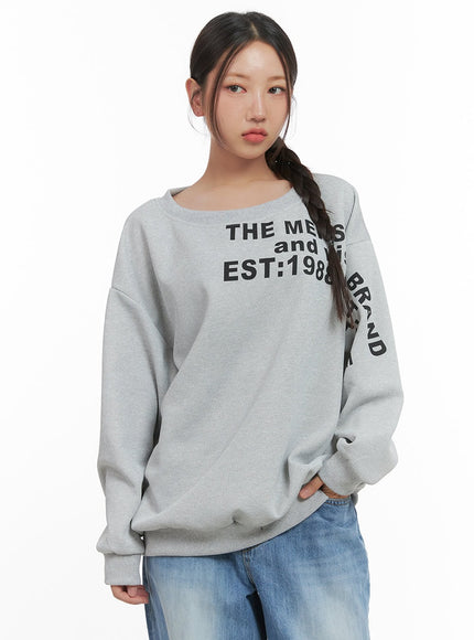 lettered-crewneck-sweatshirt-co402 / Gray