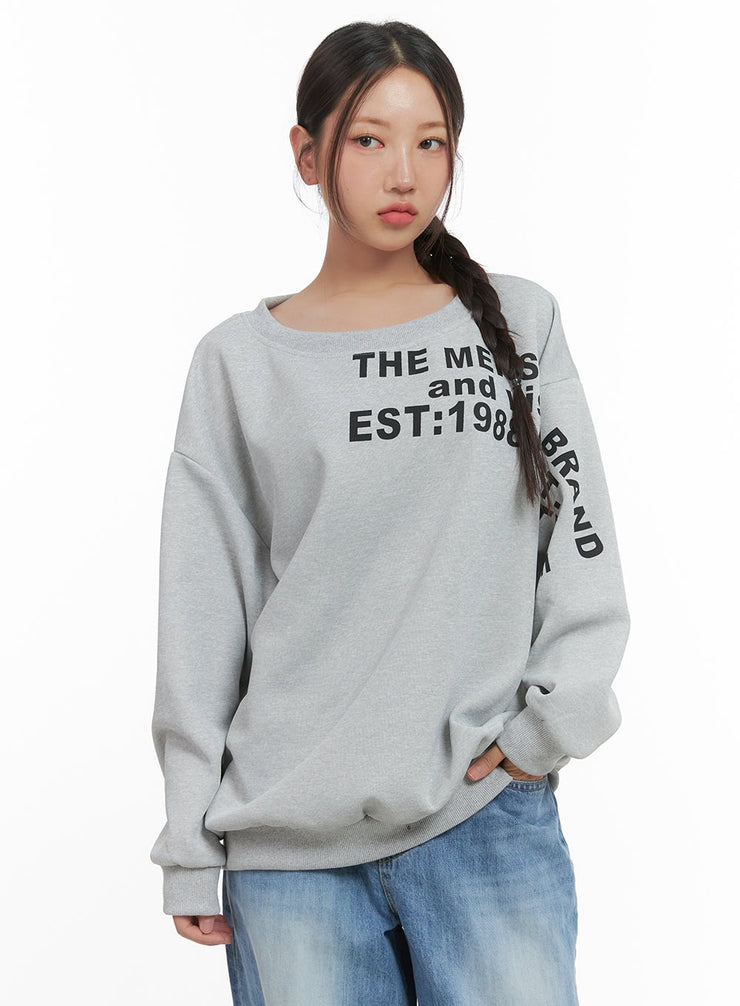 lettered-crewneck-sweatshirt-co402 / Gray