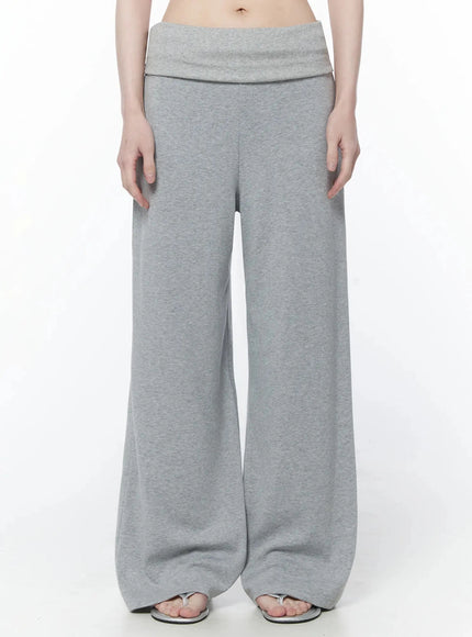 wide-leg-foldover-sweatpants-iu512 / Gray