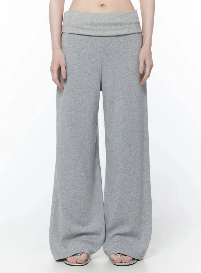 wide-leg-foldover-sweatpants-iu512 / Gray