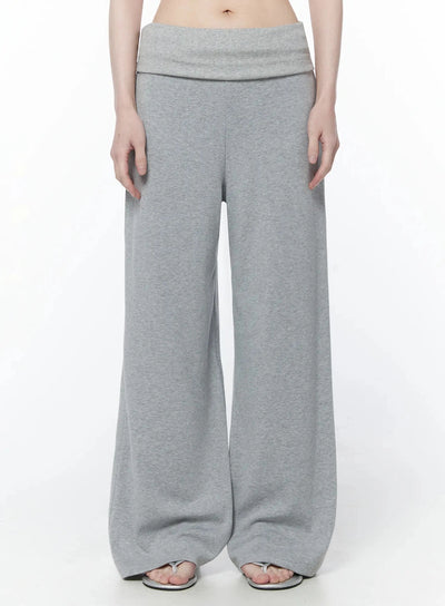 wide-leg-foldover-sweatpants-iu512 / Gray