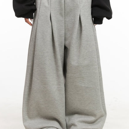 pintuck-oversized-wide-fit-sweatpants-cj507 / Gray