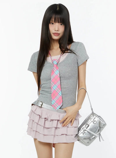 trendy-dot-layered-top-iu518 / Gray