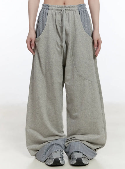 two-toned-wide-leg-sweatpants-ca502 / Gray