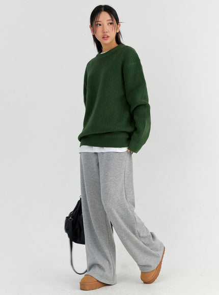 banded-fleeced-sweatpants-co327 / Gray