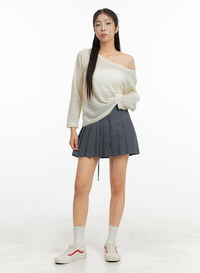 bowknot-pleated-mini-skirt-oa429 / Gray