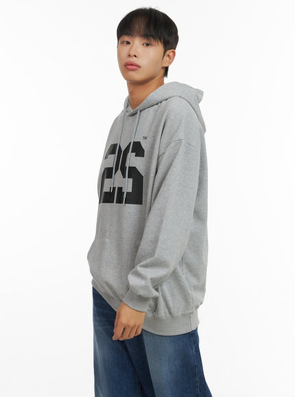 mens-lettering-hooded-sweatshirt-co408 / Gray