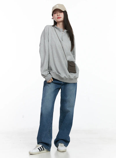 oversized-half-zip-pullover-co506 / Gray