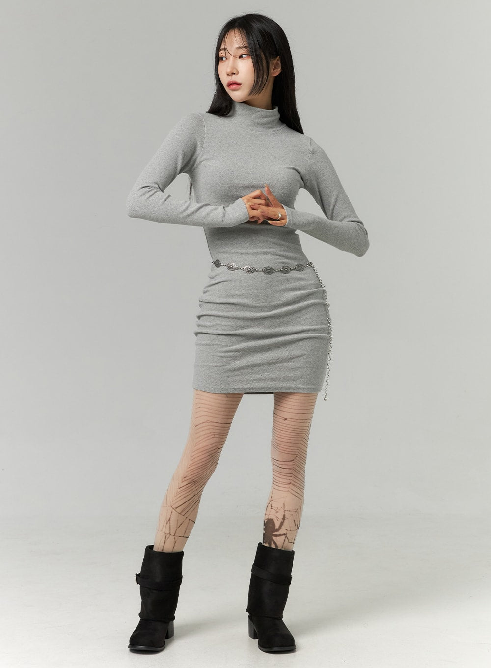 How to Wear a Grey Turtleneck Sweater Dress