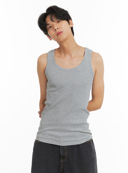 mens-basic-slim-fit-tank-top-ia401 / Gray