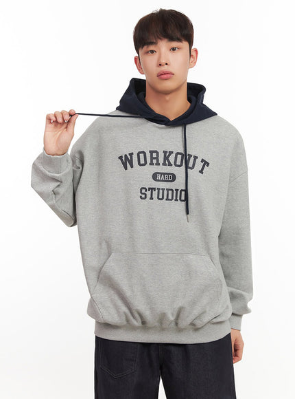 mens-oversized-contrast-graphic-hoodie-if517 / Gray