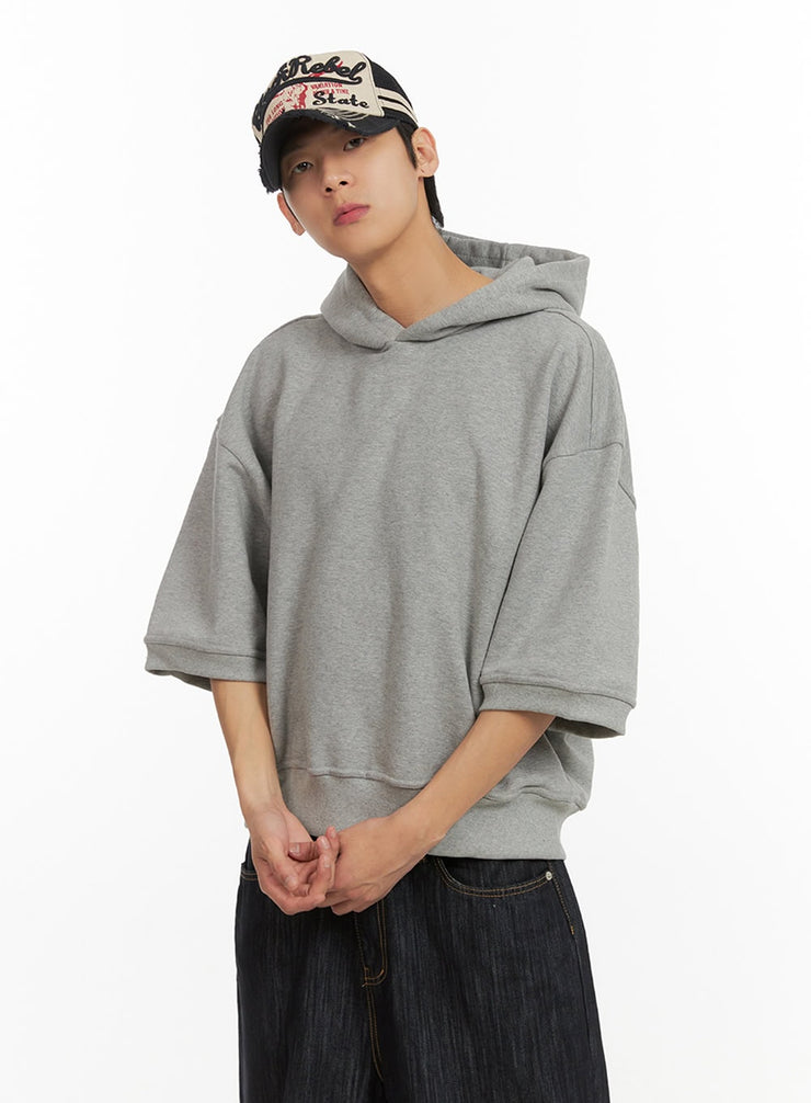 mens-cozy-boxy-fit-hooded-sweatshirt-gray-iu405 / Gray