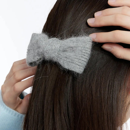 soft-angora-bow-hair-clip-id526 / Gray