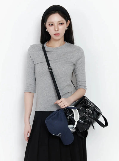 basic-mid-length-long-sleeve-top-if502 / Gray