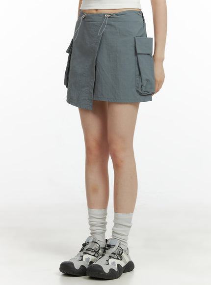 unbalanced-cargo-mini-skirt-cl403 / Gray