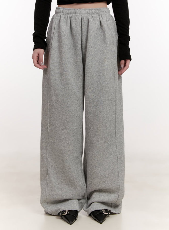 comfort-pintuck-wide-leg-sweatpants-cj529 / Gray