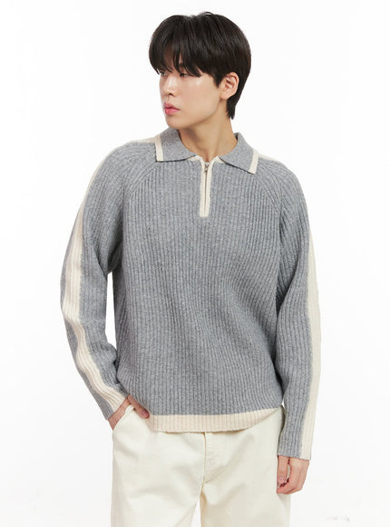 mens-soft-touch-collared-sweater-ij517 / Gray