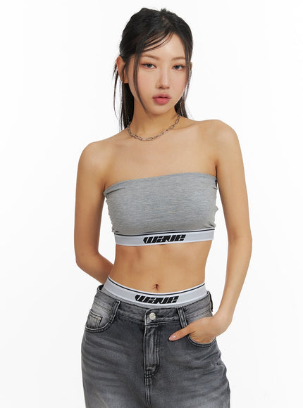 contrasting-banding-tube-top-cm411 / Gray