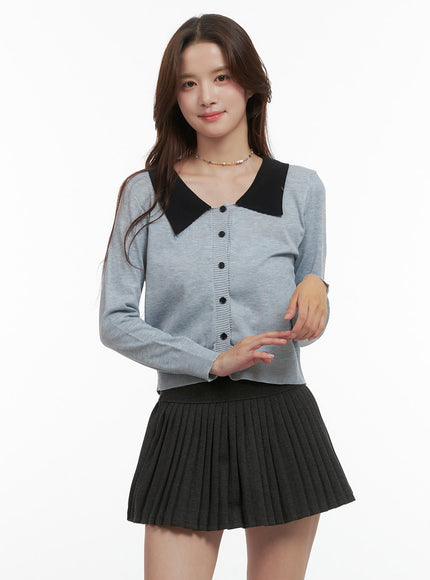 buttoned-knit-cardigan-oo421 / Gray