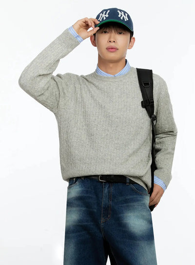 mens-cable-sweater-in506 / Gray