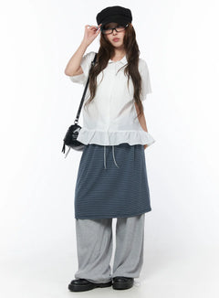 casual-striped-skirt-pants-cy529 / Gray