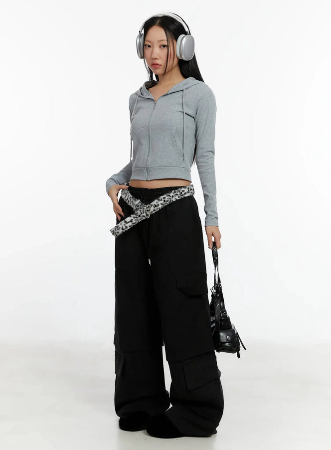 ribbed-crop-zip-up-hoodie-id525 / Gray