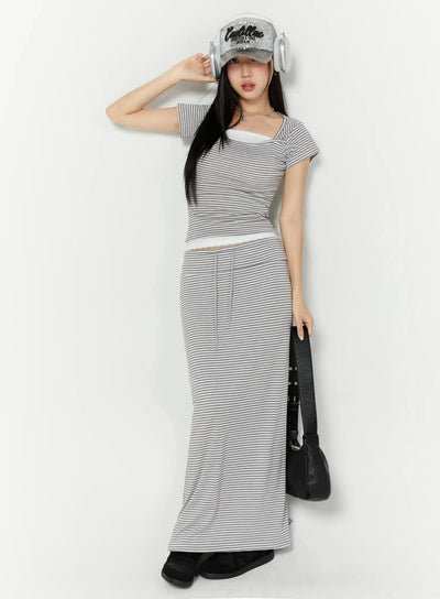 striped-short-sleeve-tee-iu522 / Gray