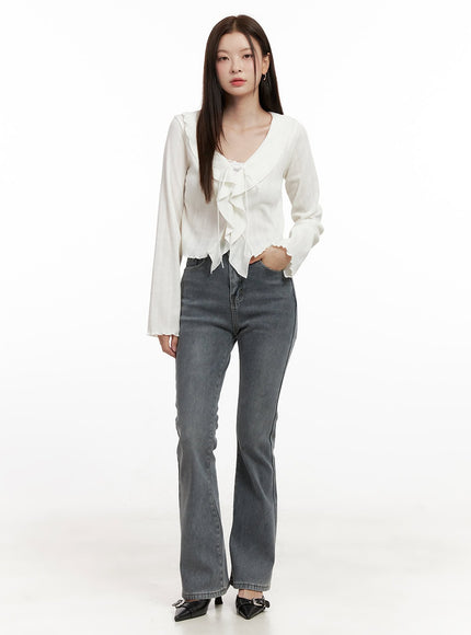 madison-washed-flared-jeans-on422 / Gray