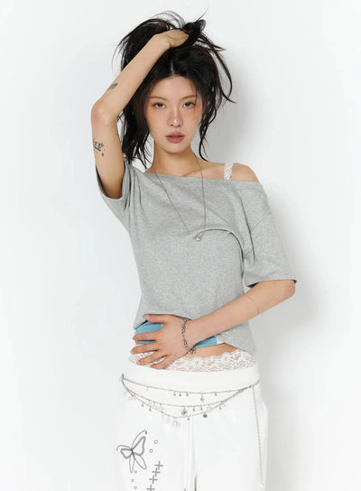 casual-one-shoulder-oversized-tee-iu508 / Gray