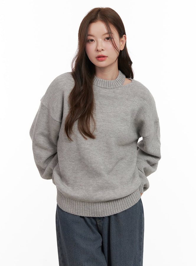 cozy-chic-cut-out-sweater-od403 / Gray