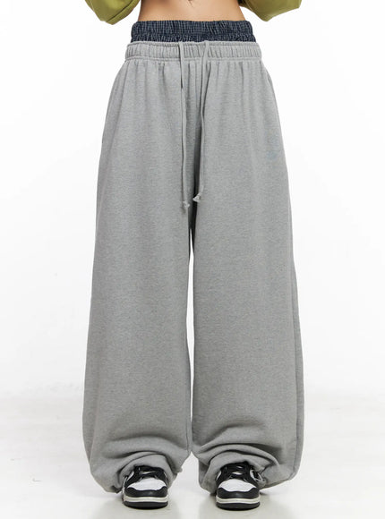 wide-leg-layered-sweatpants-cn513 / Gray