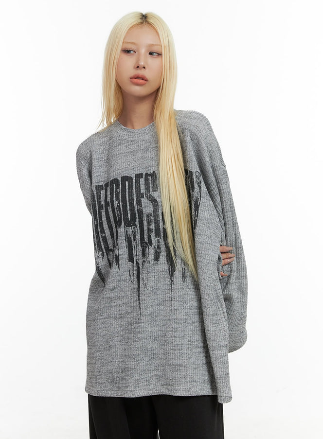 stellar-graphic-print-oversized-top-co415 / Gray