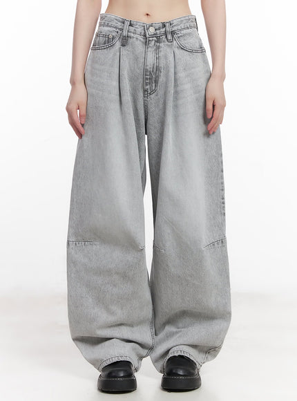 melisa-washed-wide-fit-jeans-cu506 / Gray