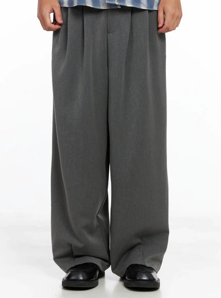 mens-pintuck-wide-leg-trousers-is502 / Gray
