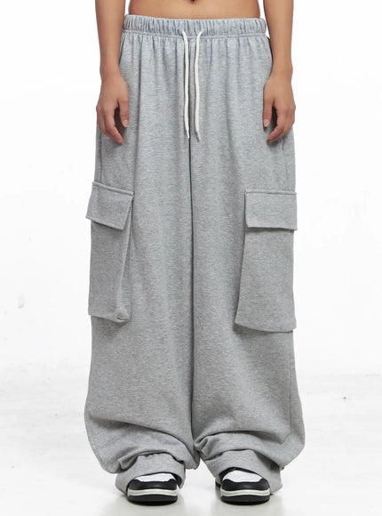 relaxed-fit-cargo-sweatpants-co513 / Gray