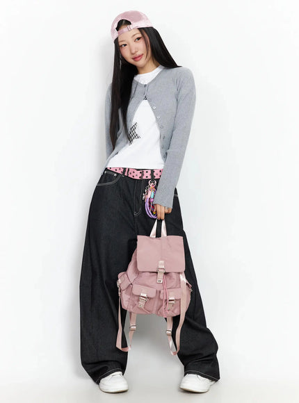 ribbed-round-neck-cardigan-ca513 / Gray