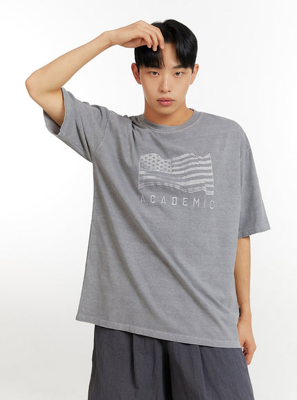 mens-graphic-lettering-t-shirt-iu427 / Gray